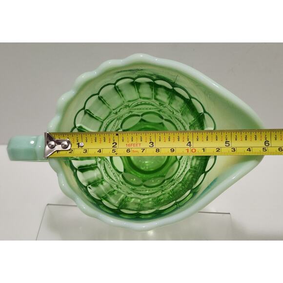 Vintage Moser Eye Winker Green Glass Opalescent Pitcher - Picture 10 of 10